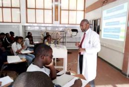 Prof. Kiama Gitahi conducting the first lesson of  Introduction to Anatomy to the first-year Veterinary Medicine students at the Vet Anatomy lecture theatre. 